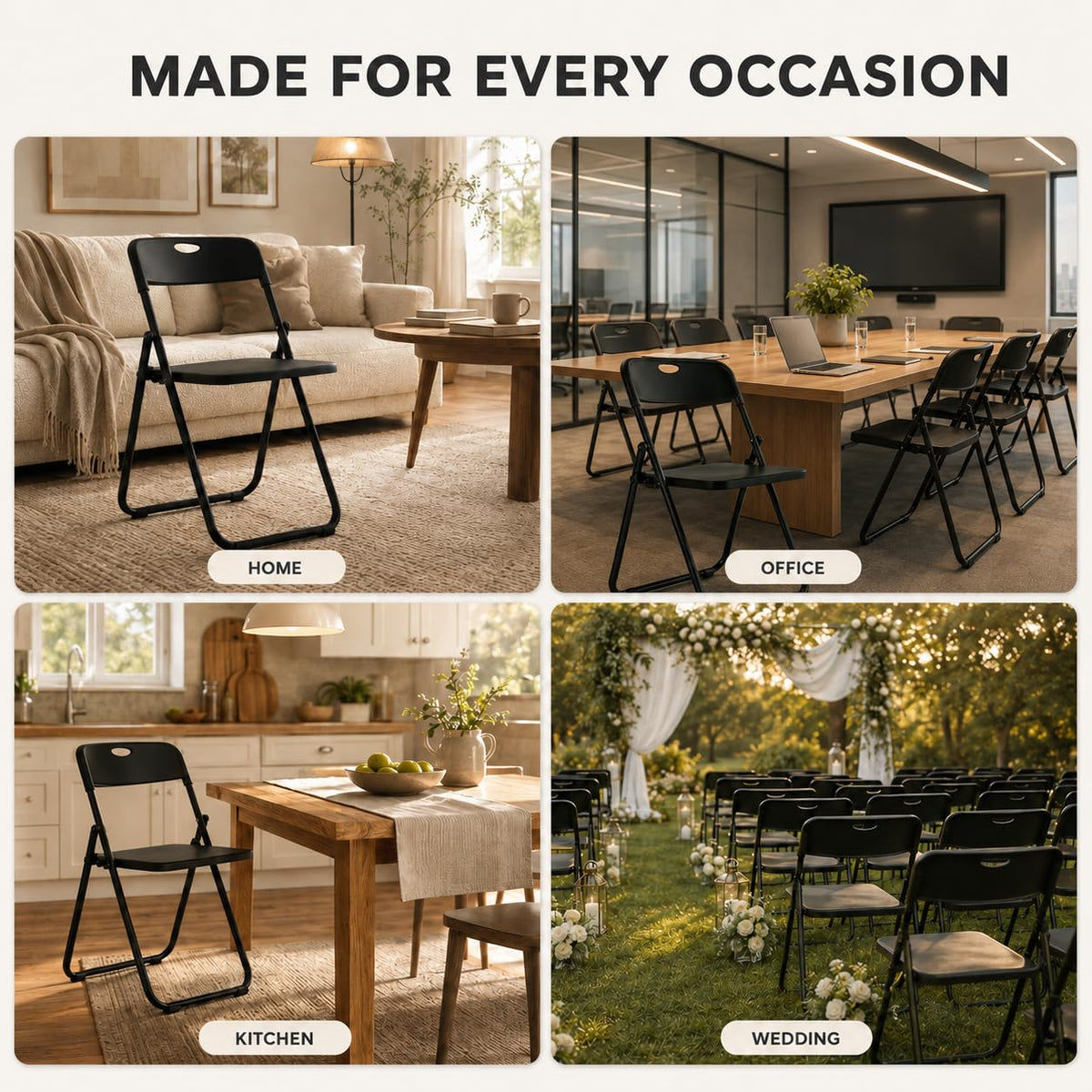 Black Plastic Folding Chairs Q992052