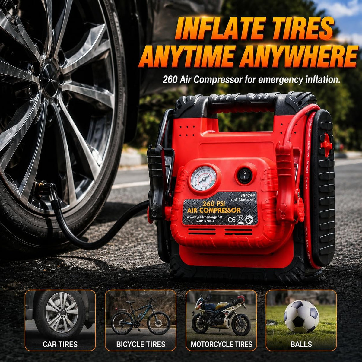 1800A 20000mAh 12V Jump Starter & Portable Air Compressor G4226