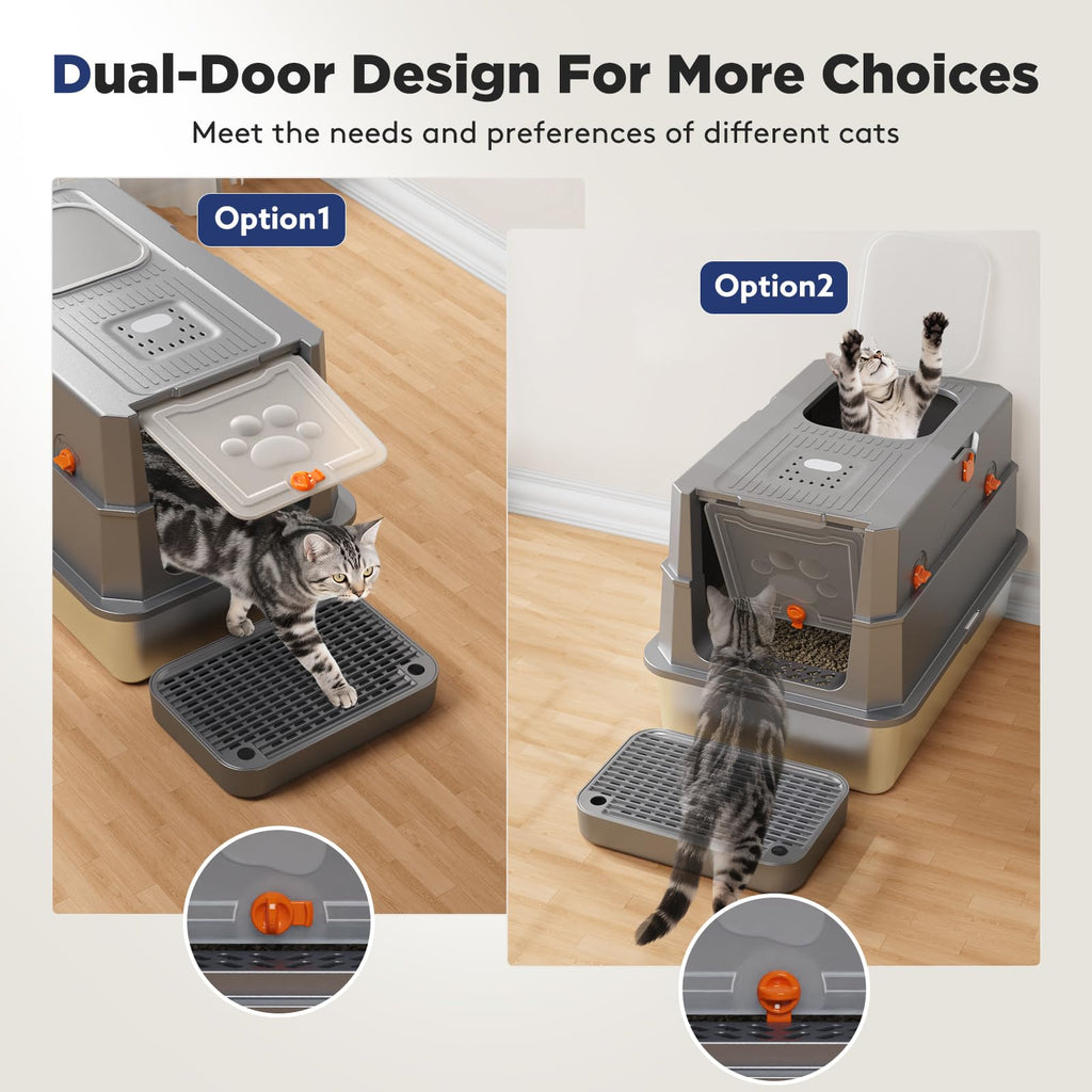 Stainless Steel Enclosed Cat Litter Box with Lid F7661