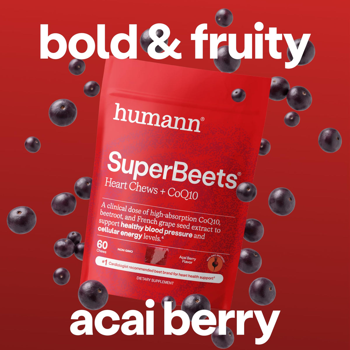 SuperBeets 5-in-1 Heart Chews 150mg CoQ10 60 Ct D692229