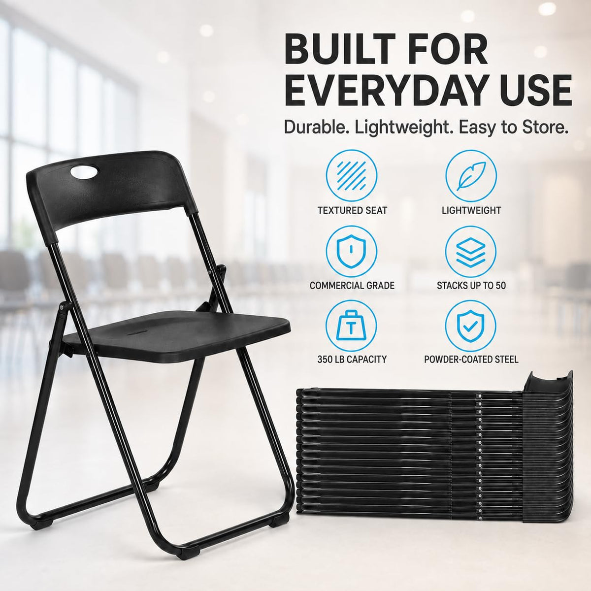 Black Plastic Folding Chairs Q992052