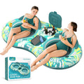 5-in-1 Pool Floats 2 Person River Tube with Backrests Built-in Cooler I917452