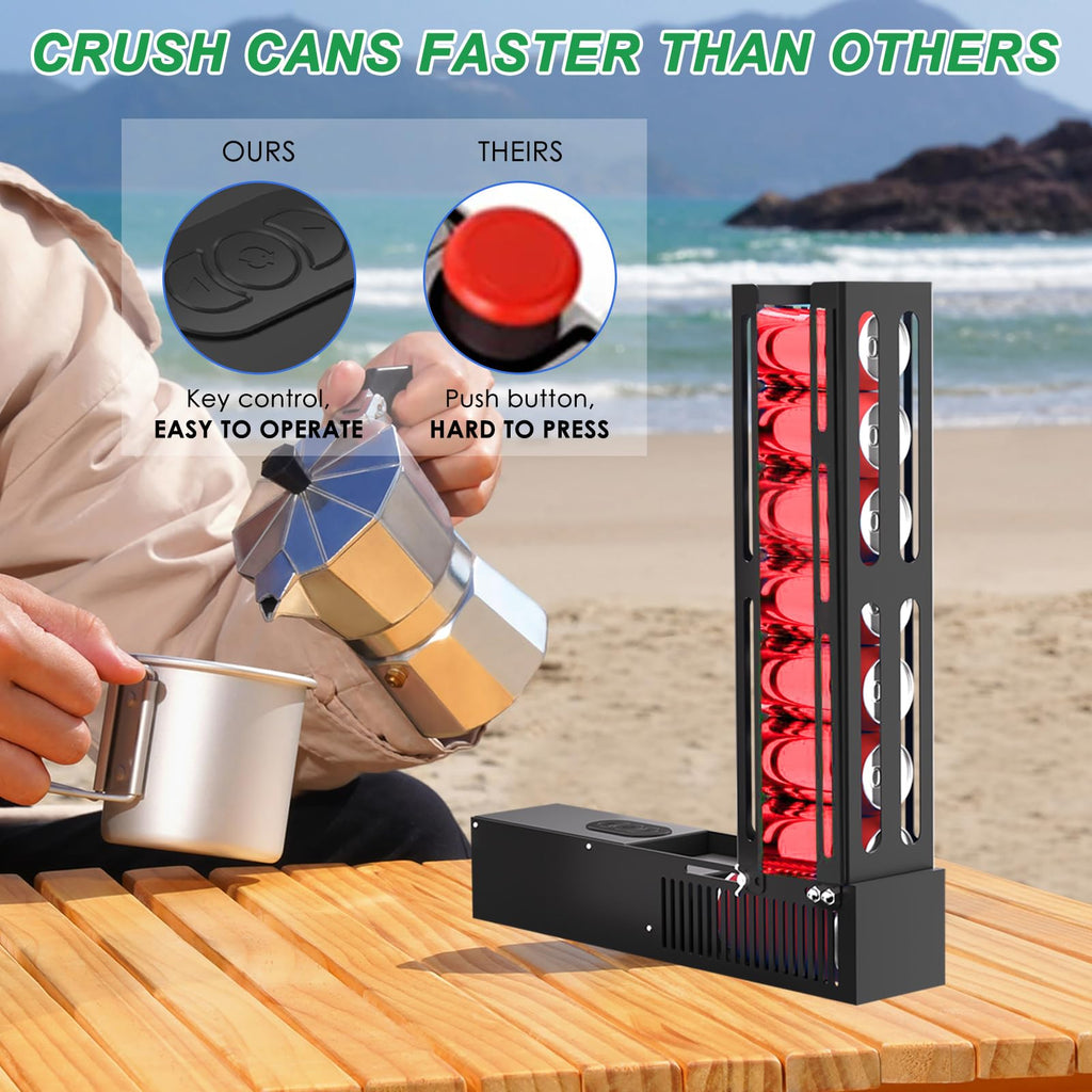 Electric Can Crusher, 8 Cans at a Time, Heavy Duty for 12oz & 16oz Cans R352
