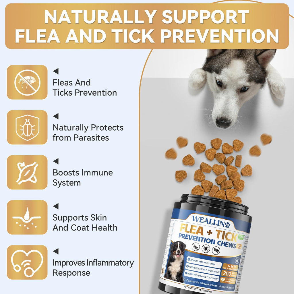Flea and Tick Prevention for Dogs, 200 Chews I2613
