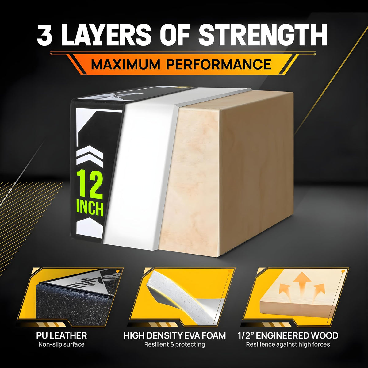 3-in-1 Soft-Padded Plyo Box with Wooden Core Y70092