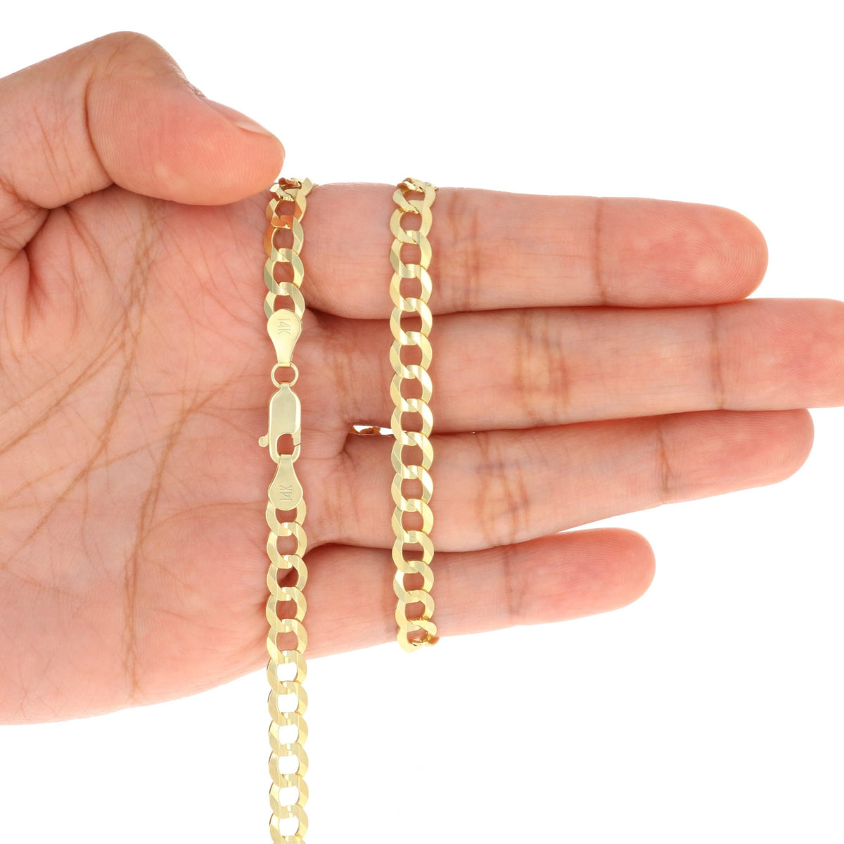 14K Yellow Gold Cuban Curb Link Chain Necklace G377