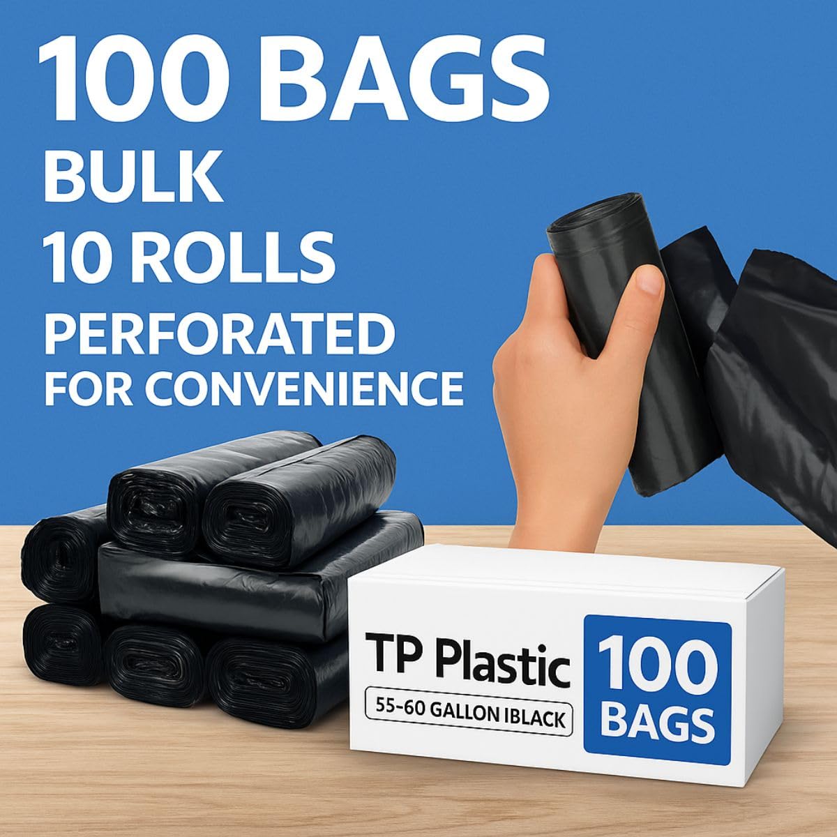 45 Gallon Black Heavy Duty Trash Bags R447