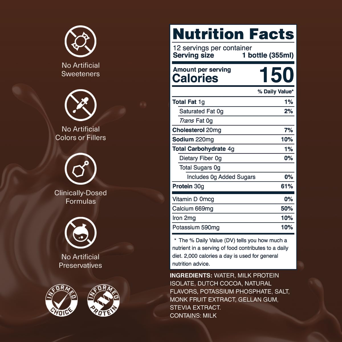 Grass-Fed Protein Shake Chocolate 12 Pack Y9755