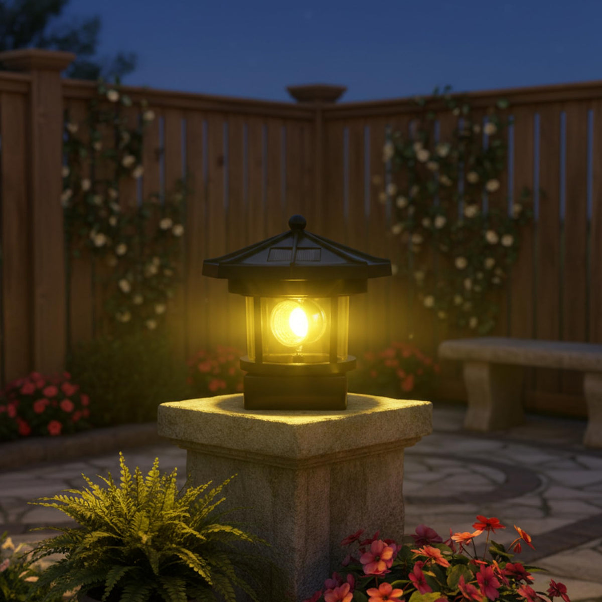 Black 2-Pack Rotating Solar Lighthouse B76274