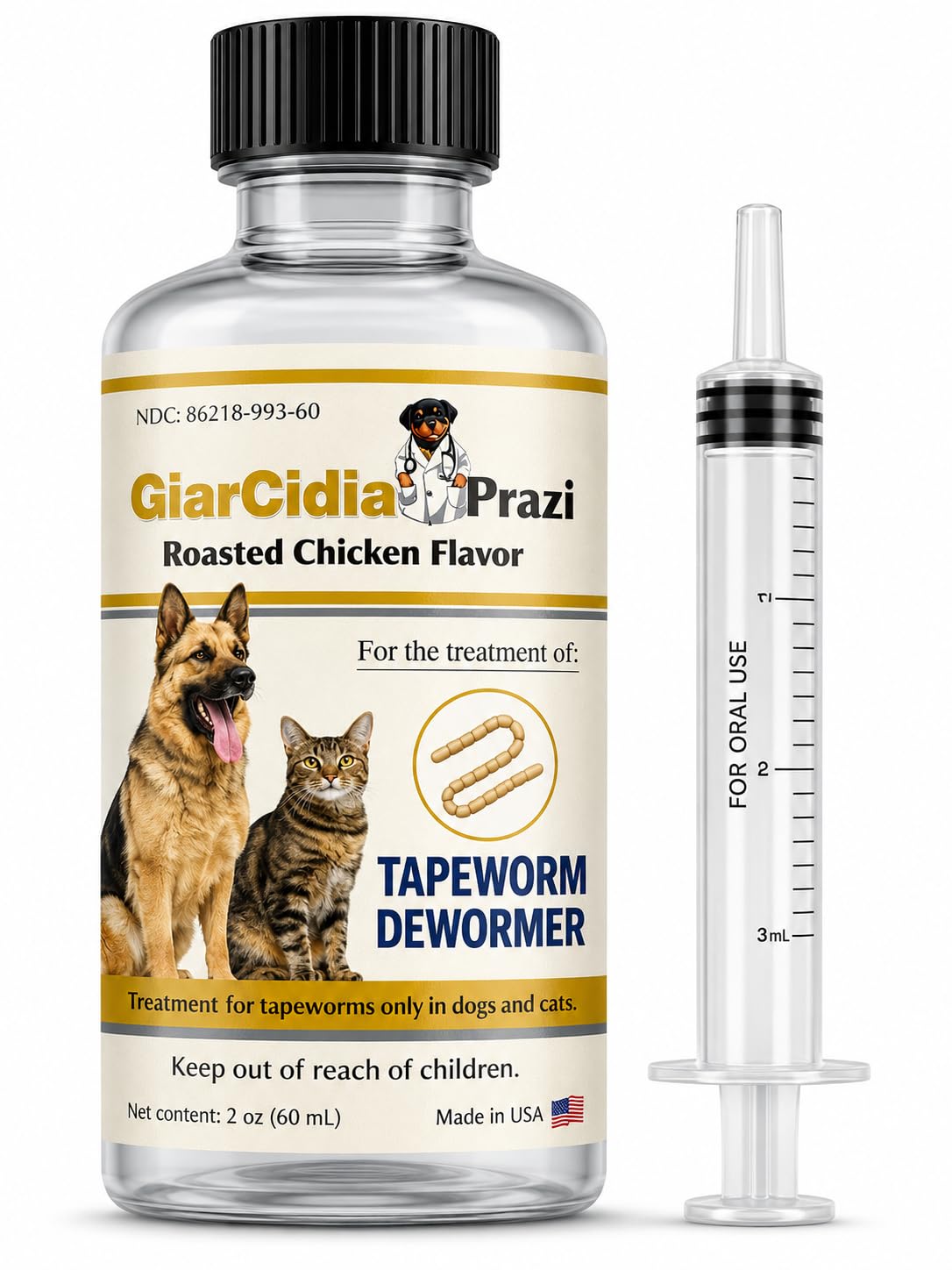 Chicken Flavour Dewormer Oral Suspension with Dropper C905