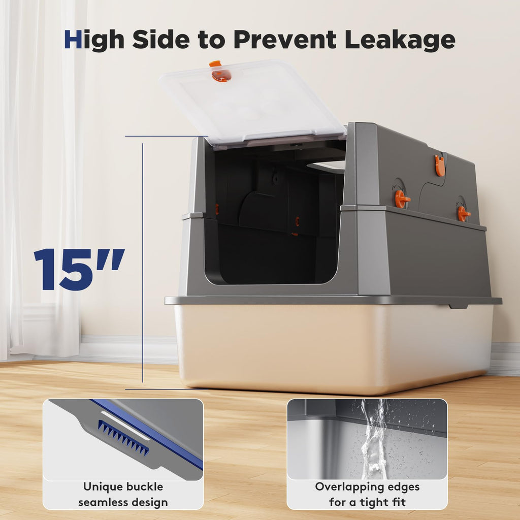Stainless Steel Enclosed Cat Litter Box with Lid F7661