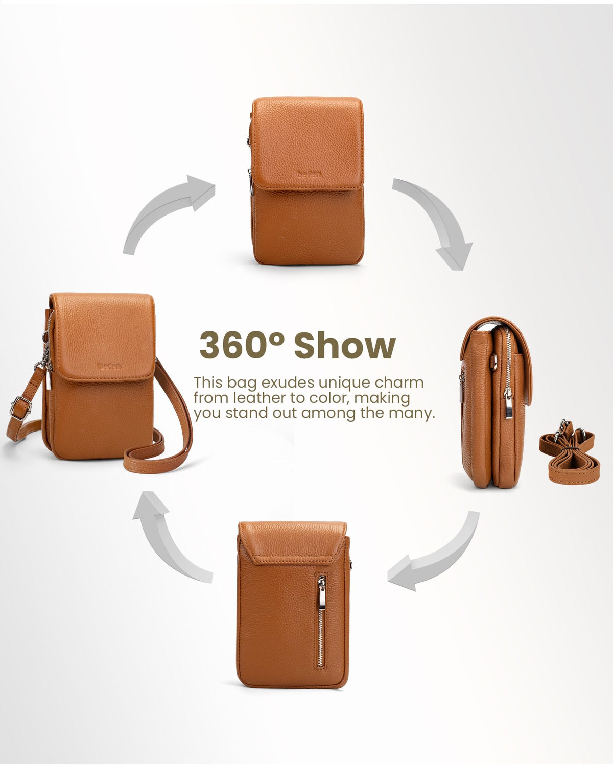 Genuine Leather Crossbody Bag with RFID Blocking Card Slots Z722