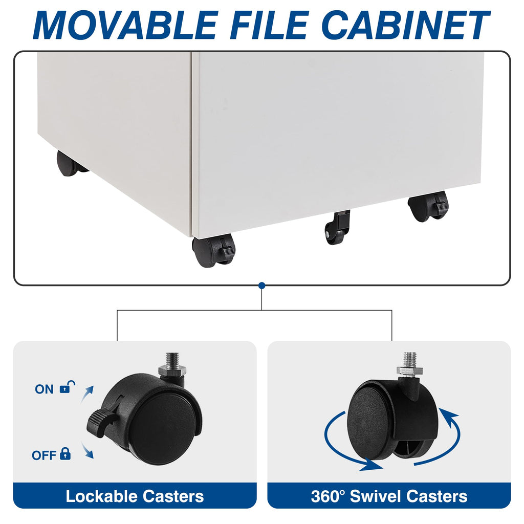 White 3 Drawer Metal File Cabinet with Lock Q582348