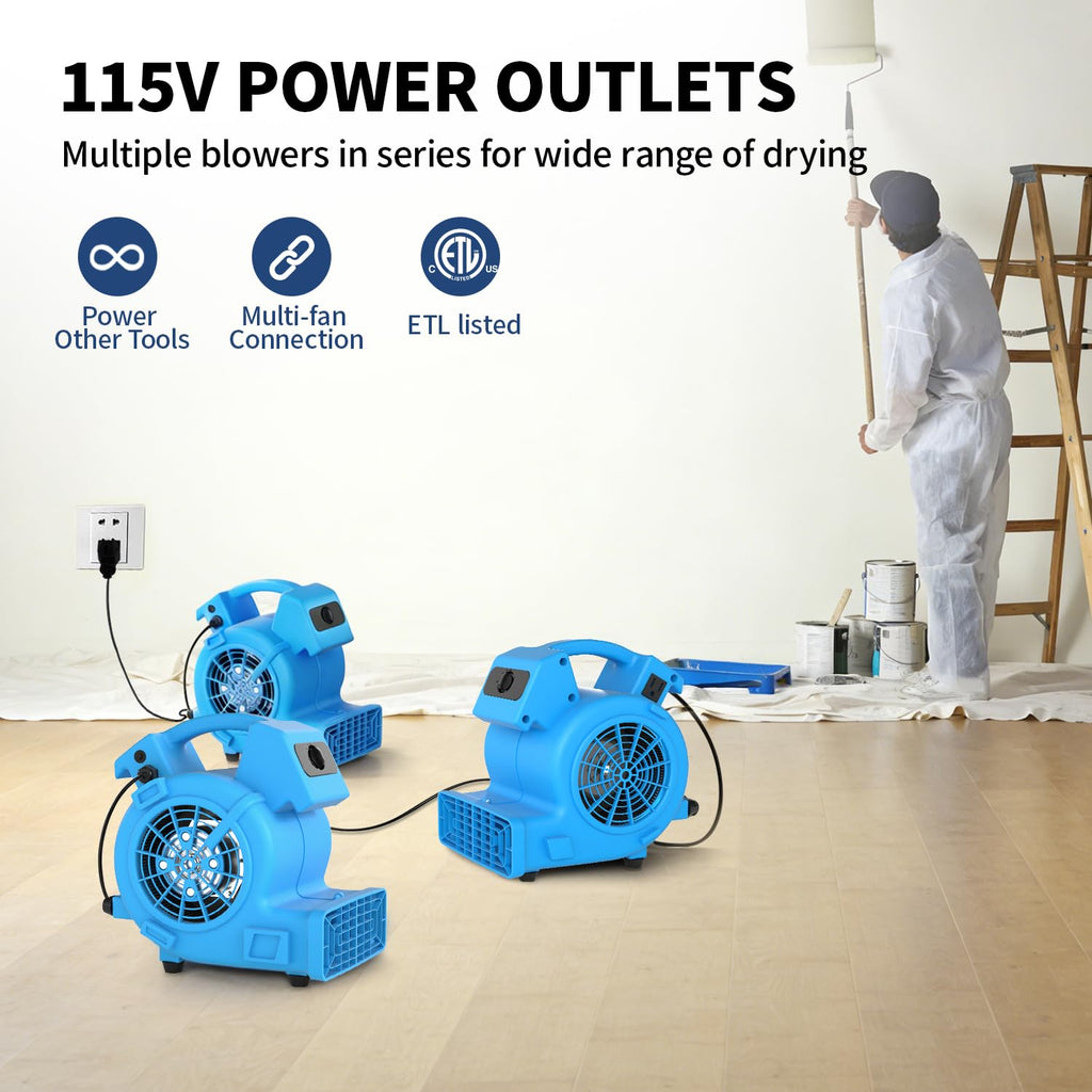 600 CFM Portable Air Mover Blower Fan with 3 Speeds L751