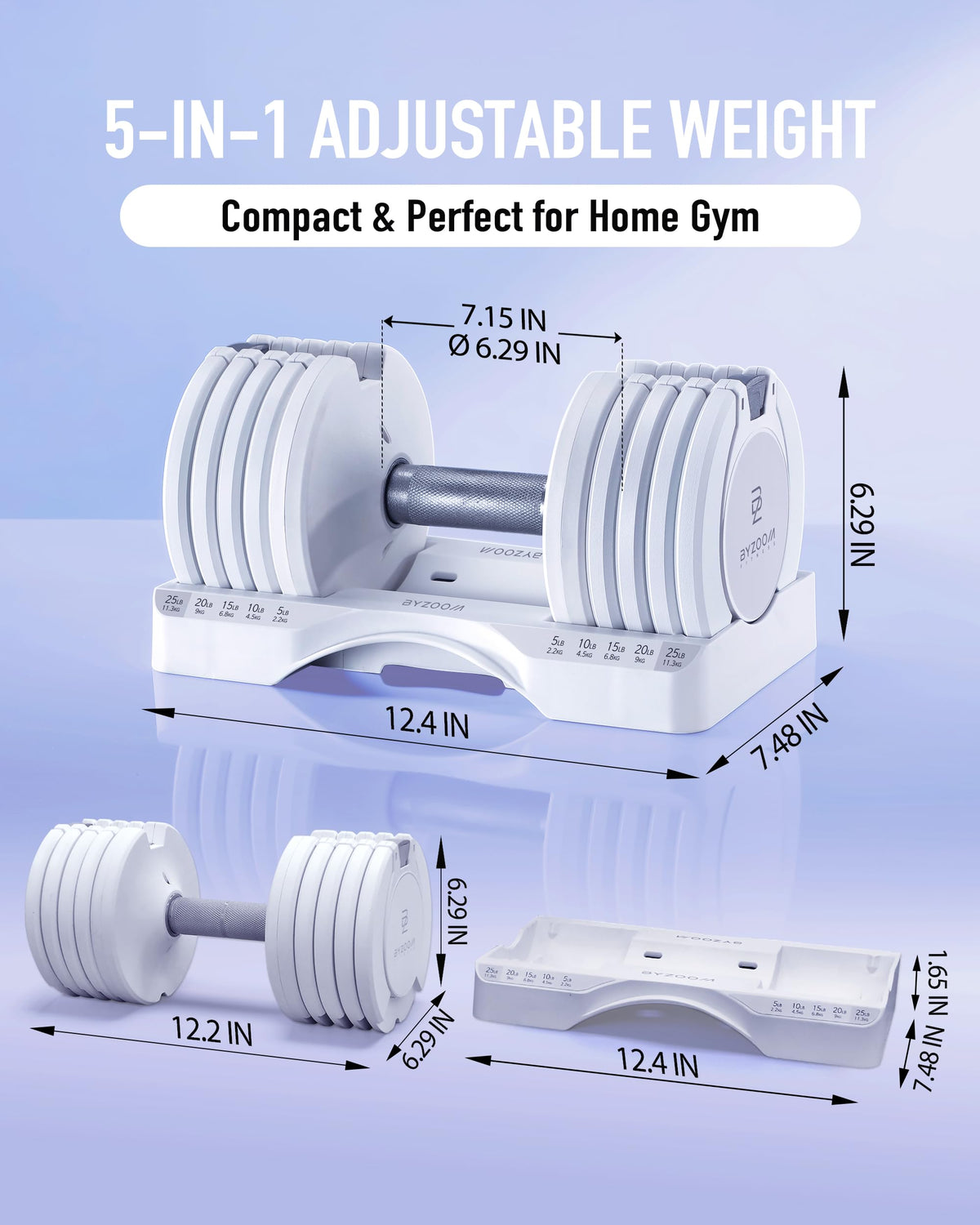 Adjustable Dumbbell 5-in-1 White X2941