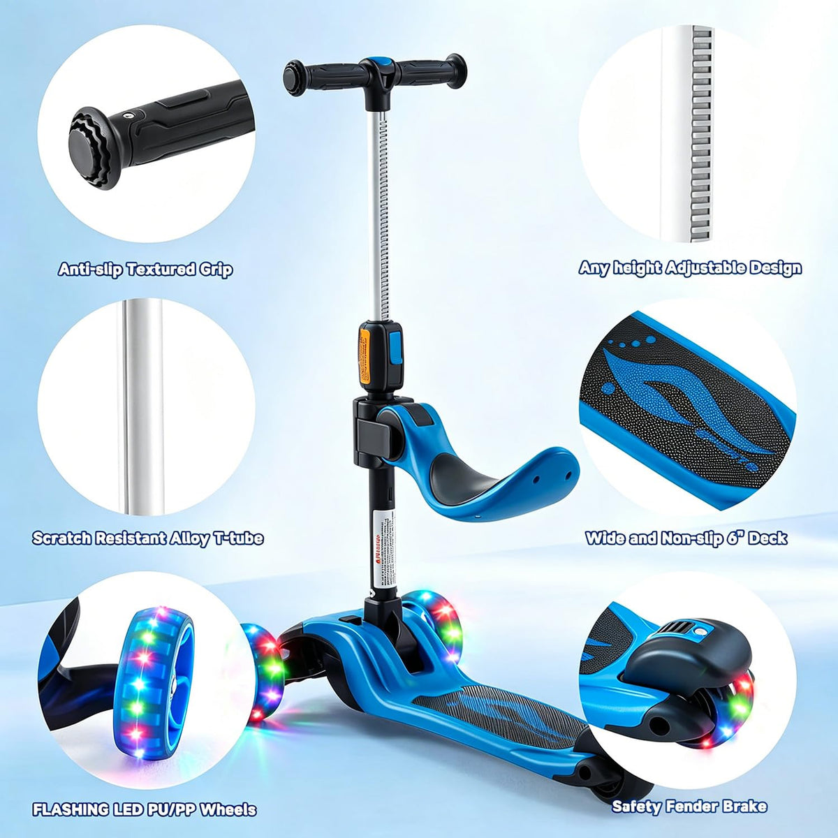 2-in-1 Folding 3 Wheel Kick Scooter X7983