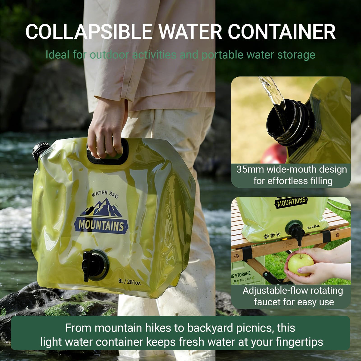 Collapsible 8L Water Container with Adjustable Faucet, 4 Pack N271879