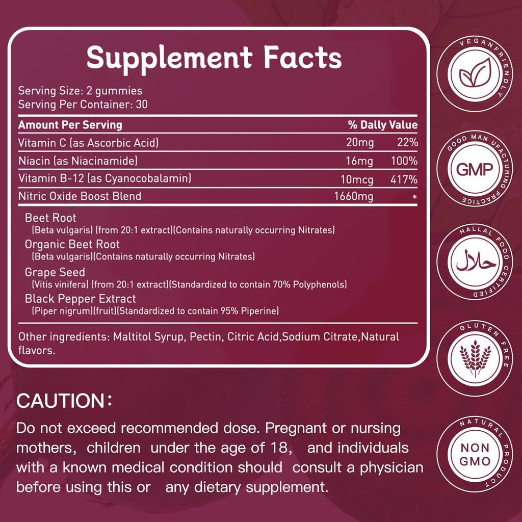 Beet Root Gummies Mixed Berry 60 Chews B3900