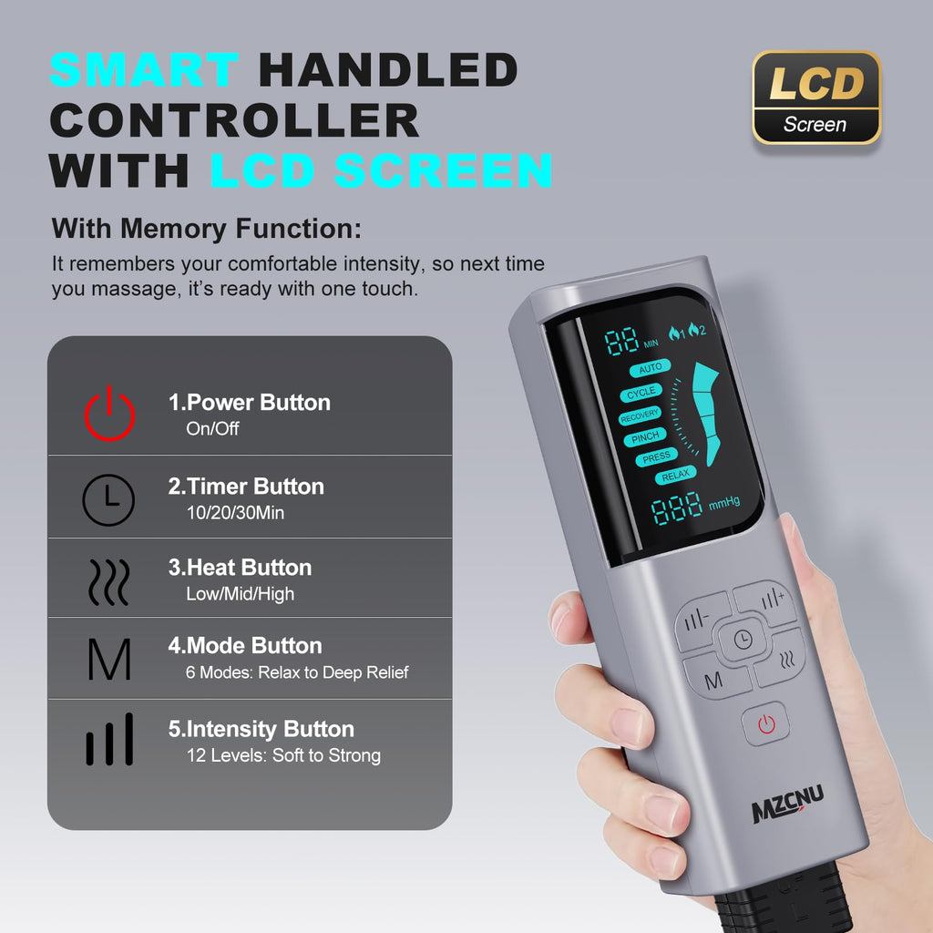 Black Leg Compression Massager with Heated Knee X88088