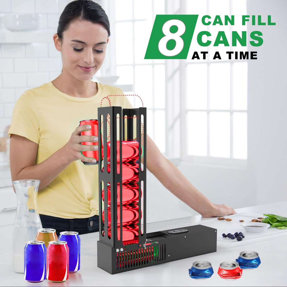 Electric Can Crusher, 8 Cans at a Time, Heavy Duty for 12oz & 16oz Cans R352