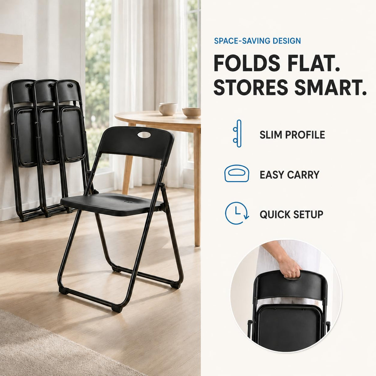 Black Plastic Folding Chairs Q992052