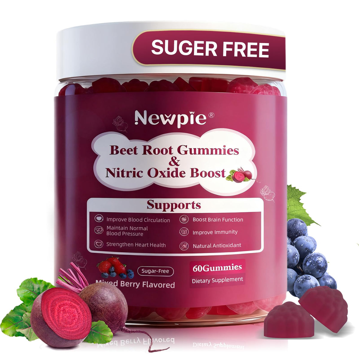 Beet Root Gummies Mixed Berry 60 Chews B3900