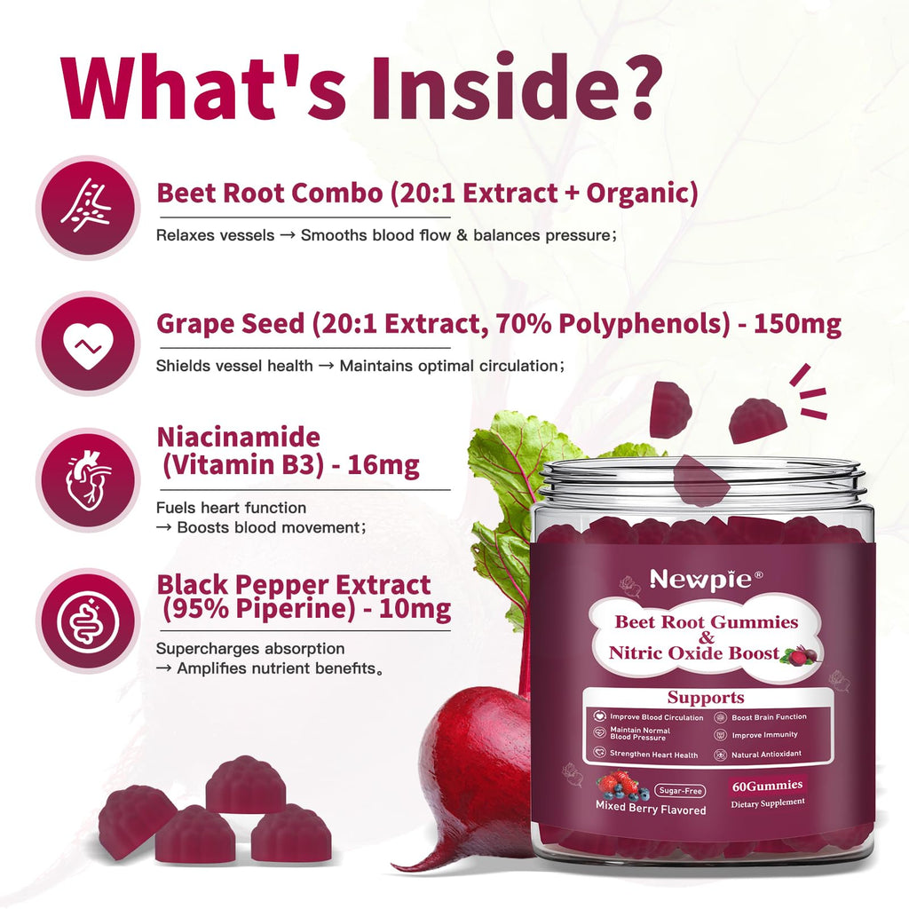 Beet Root Gummies Mixed Berry 60 Chews B3900