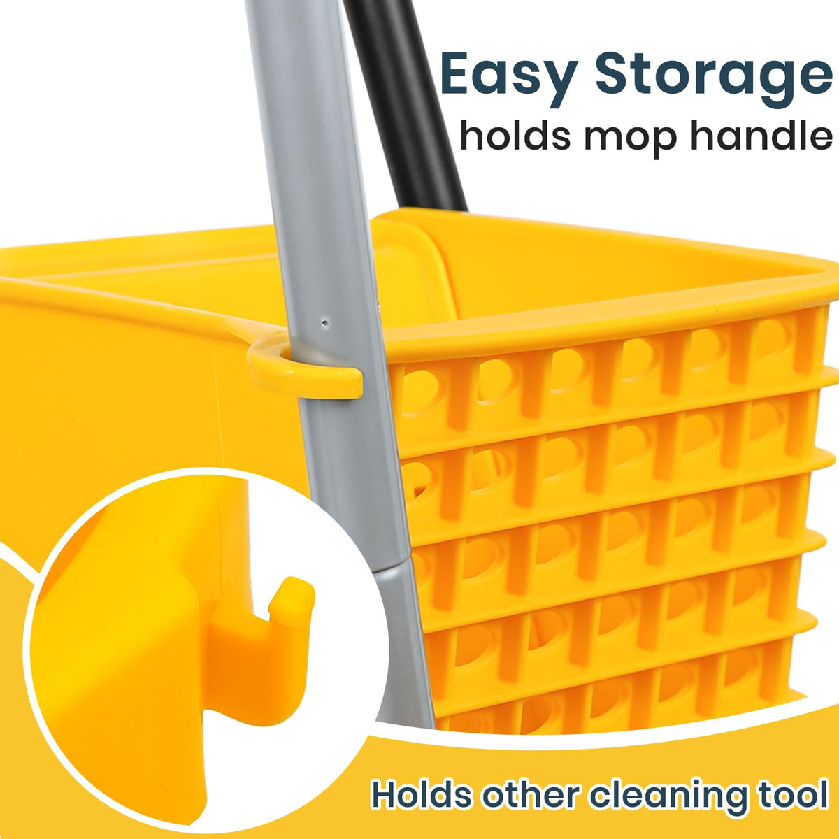 35 Quart Commercial Mop Bucket with Side Press Wringer on Wheels V60806
