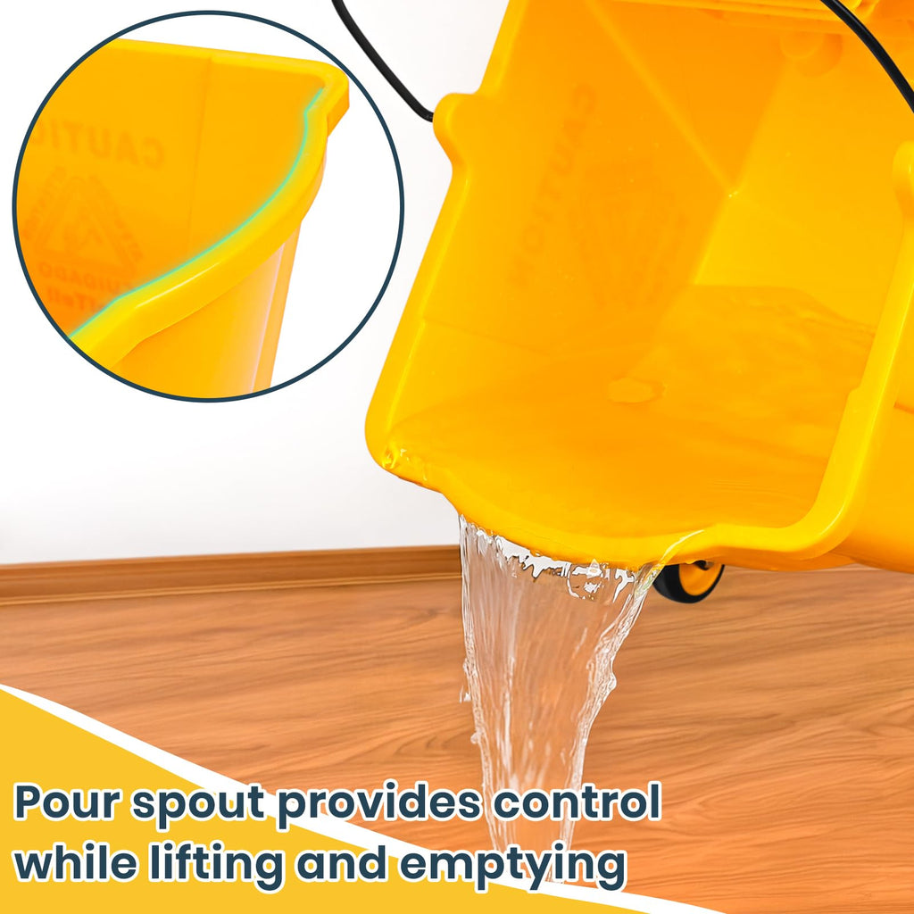 35 Quart Commercial Mop Bucket with Side Press Wringer on Wheels V60806