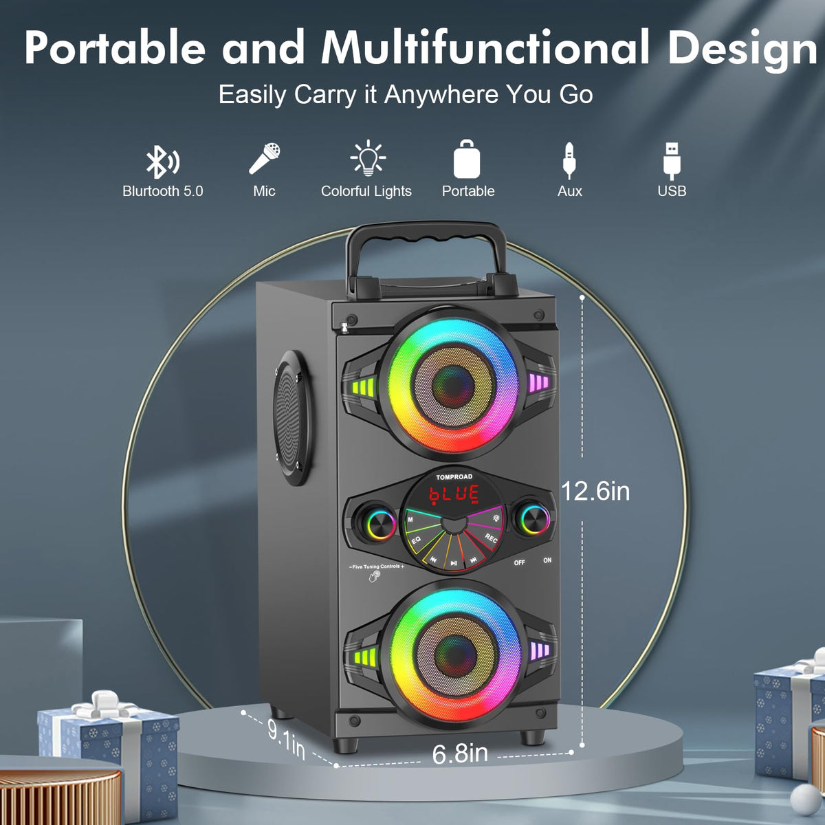 60W Portable Bluetooth Speaker with Subwoofer F595