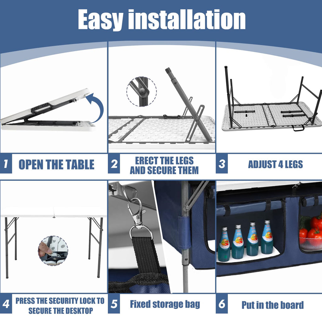 Foldable Camping Table with Storage X729