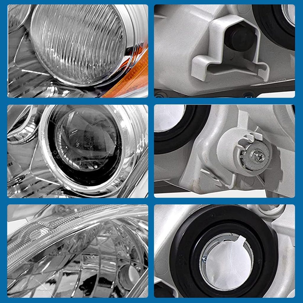 Chrome Housing Amber Reflector Clear Lens Headlights R73966