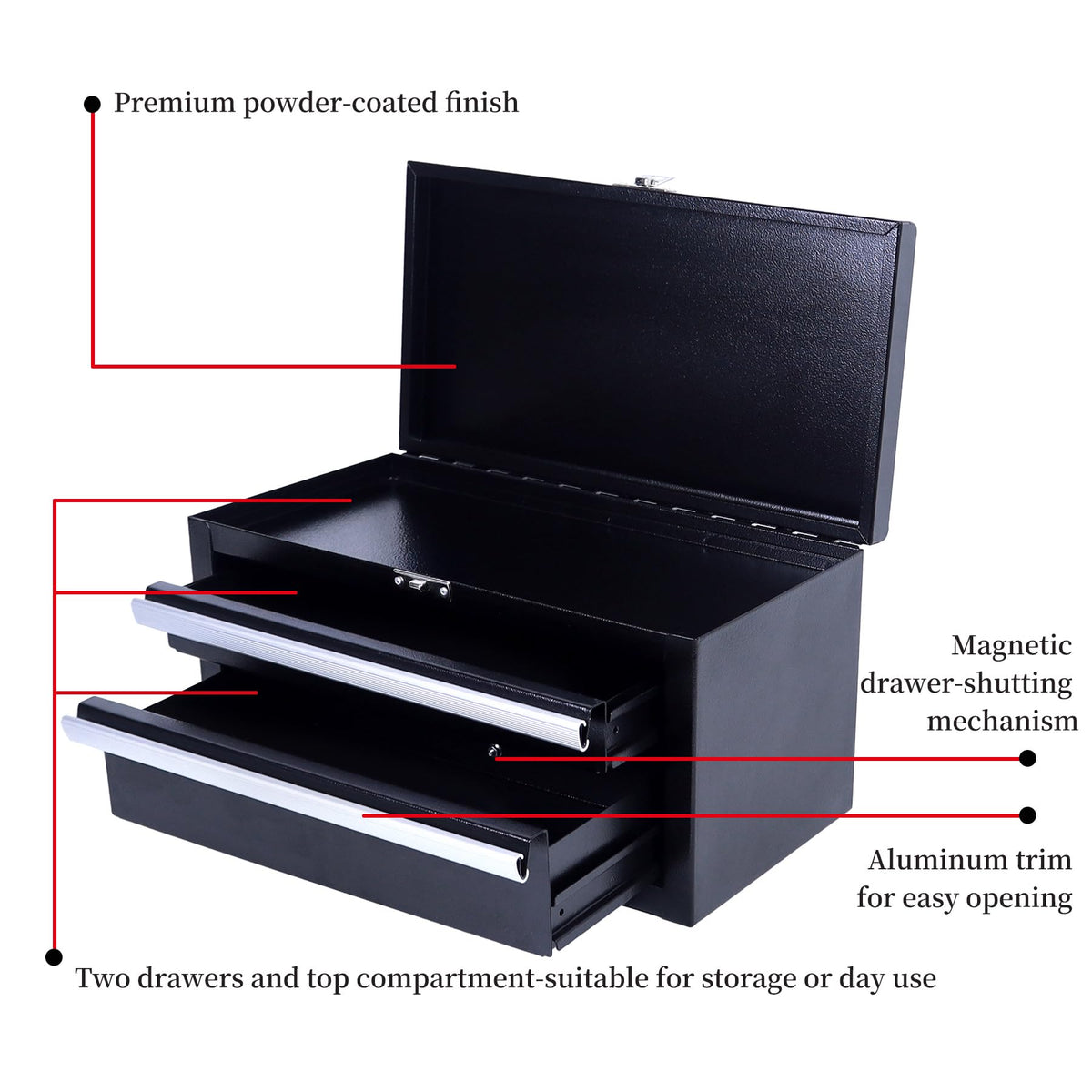 Black Mini Metal Tool Box with Drawers X16443