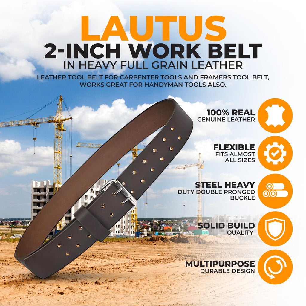 2" Heavy Duty Genuine Top-Grain Leather Tool Belt H65950
