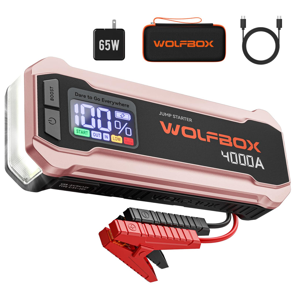 12V Pink Portable Car Jump Starter with 65W Quick Charger O819