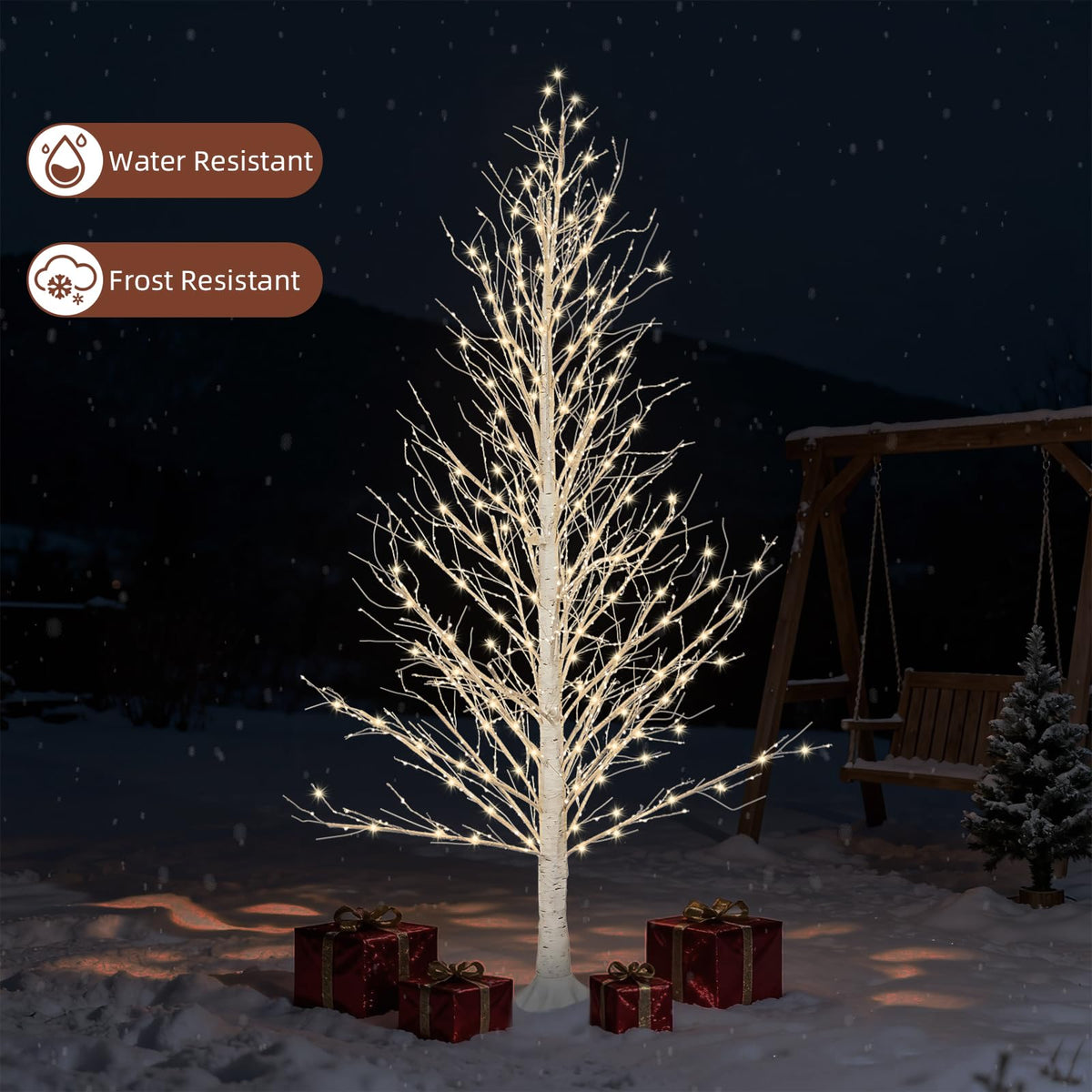 6FT LED Lighted Birch Tree with Timer IP44 Waterproof L212892