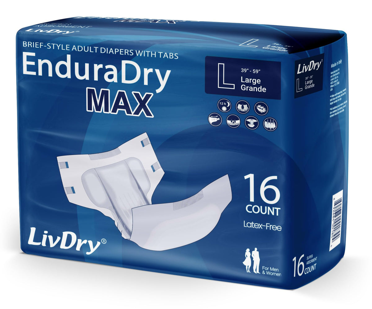 Adult Diapers with Tabs, Large, 16-Pack K79837