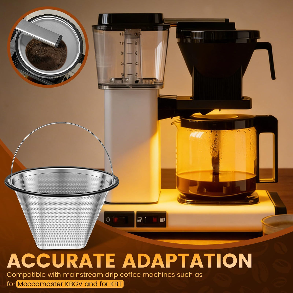8-12 Cup Stainless Steel Reusable Cone Coffee Filter R135075