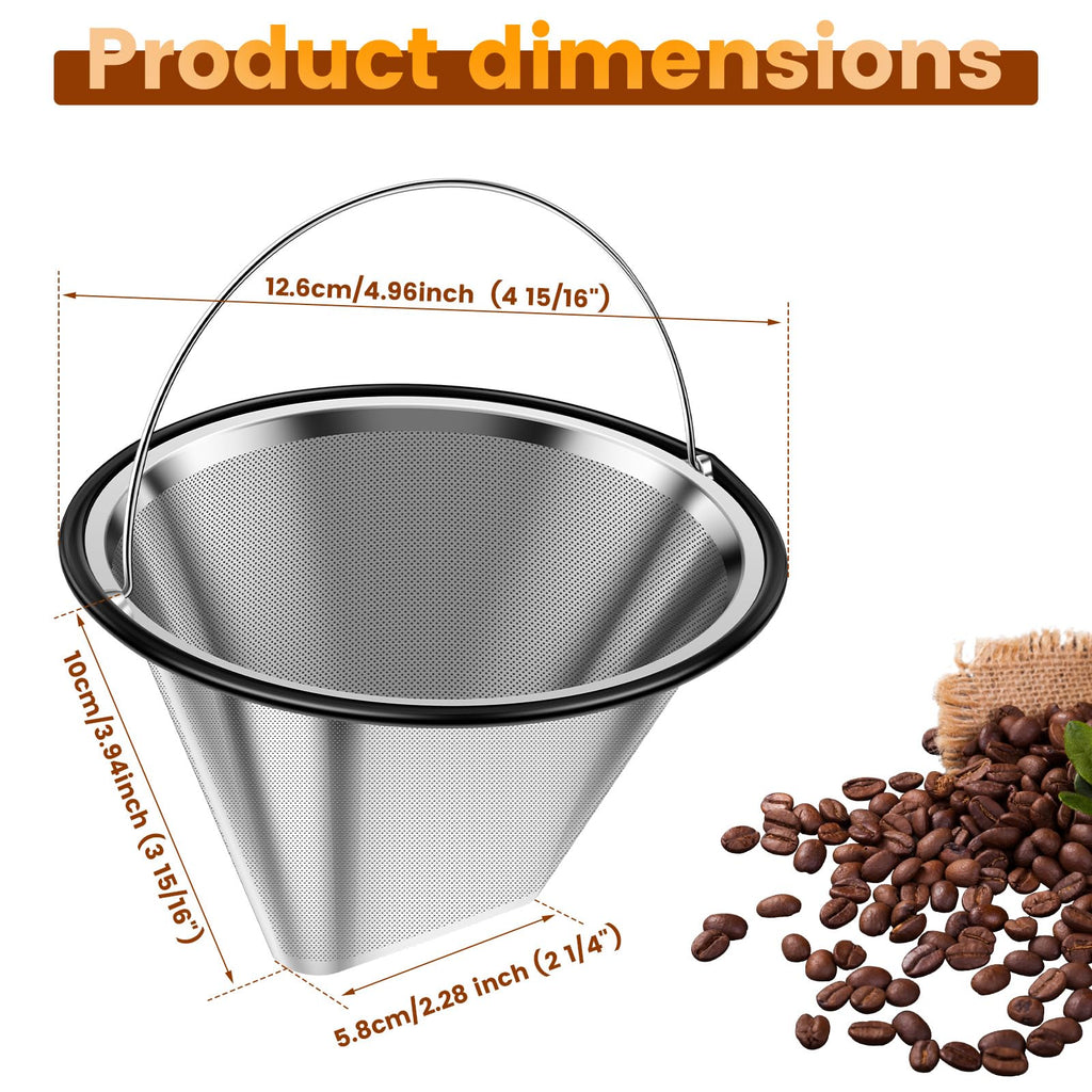 8-12 Cup Stainless Steel Reusable Cone Coffee Filter R135075