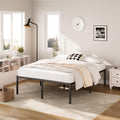 Queen Size Platform Bed Frame Steel Slat Support Black G3474