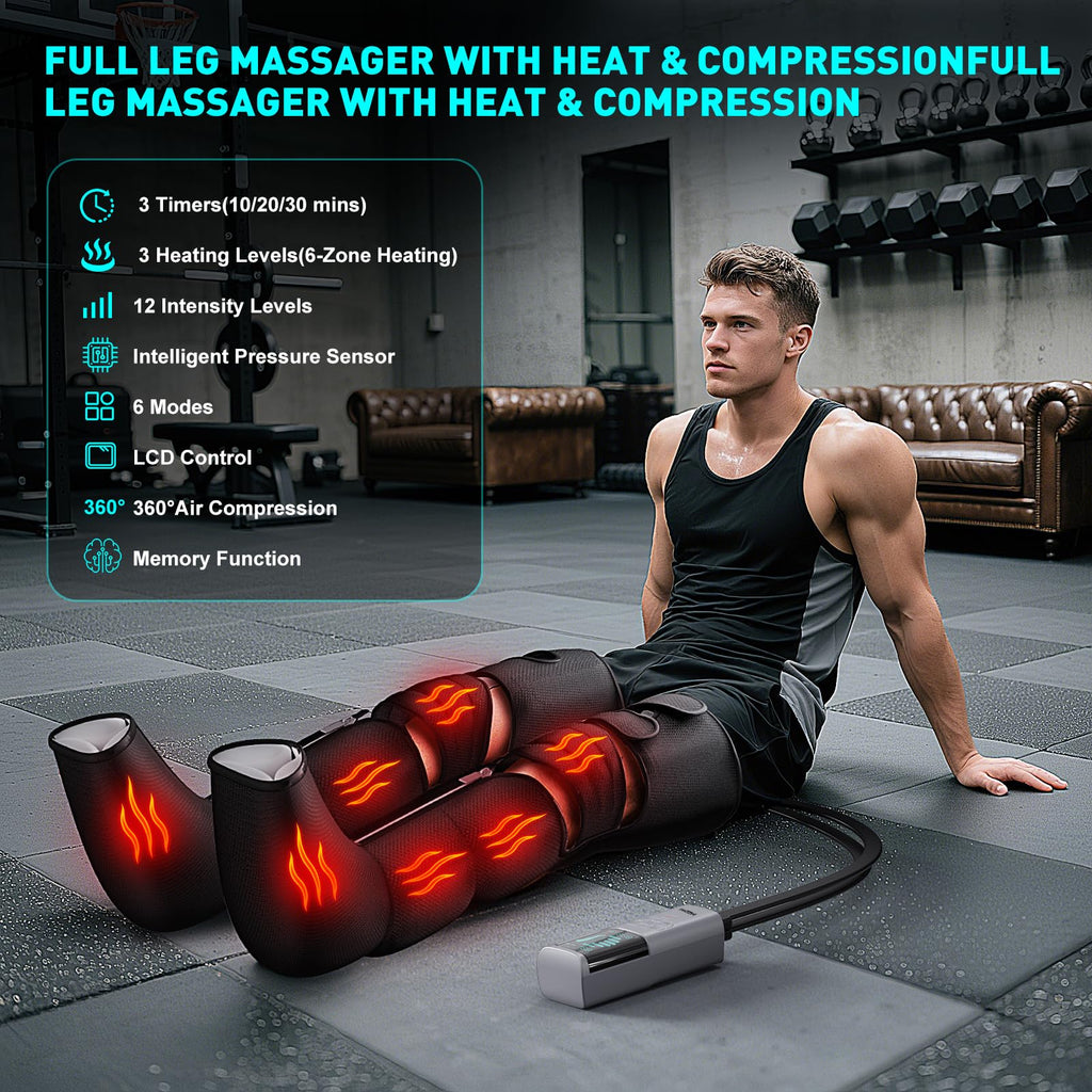 Black Leg Compression Massager with Heated Knee X88088