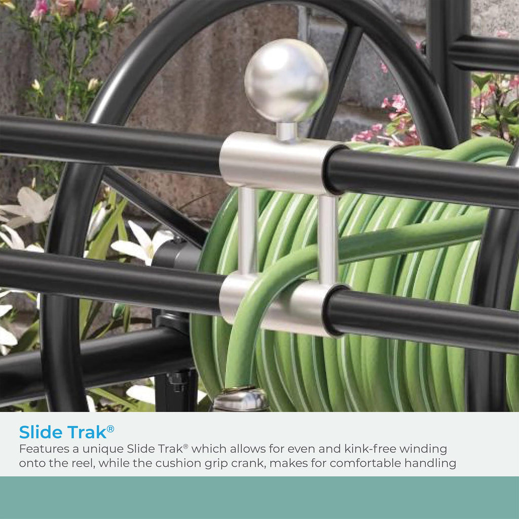 200' Steel Garden Hose Reel Cart with Flat-Free Rubber Tires F493190
