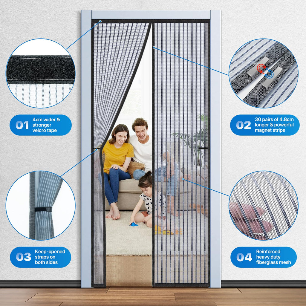Magnetic Closure Fiberglass Screen Door Mesh 36 Inch X 82 Inch M8863