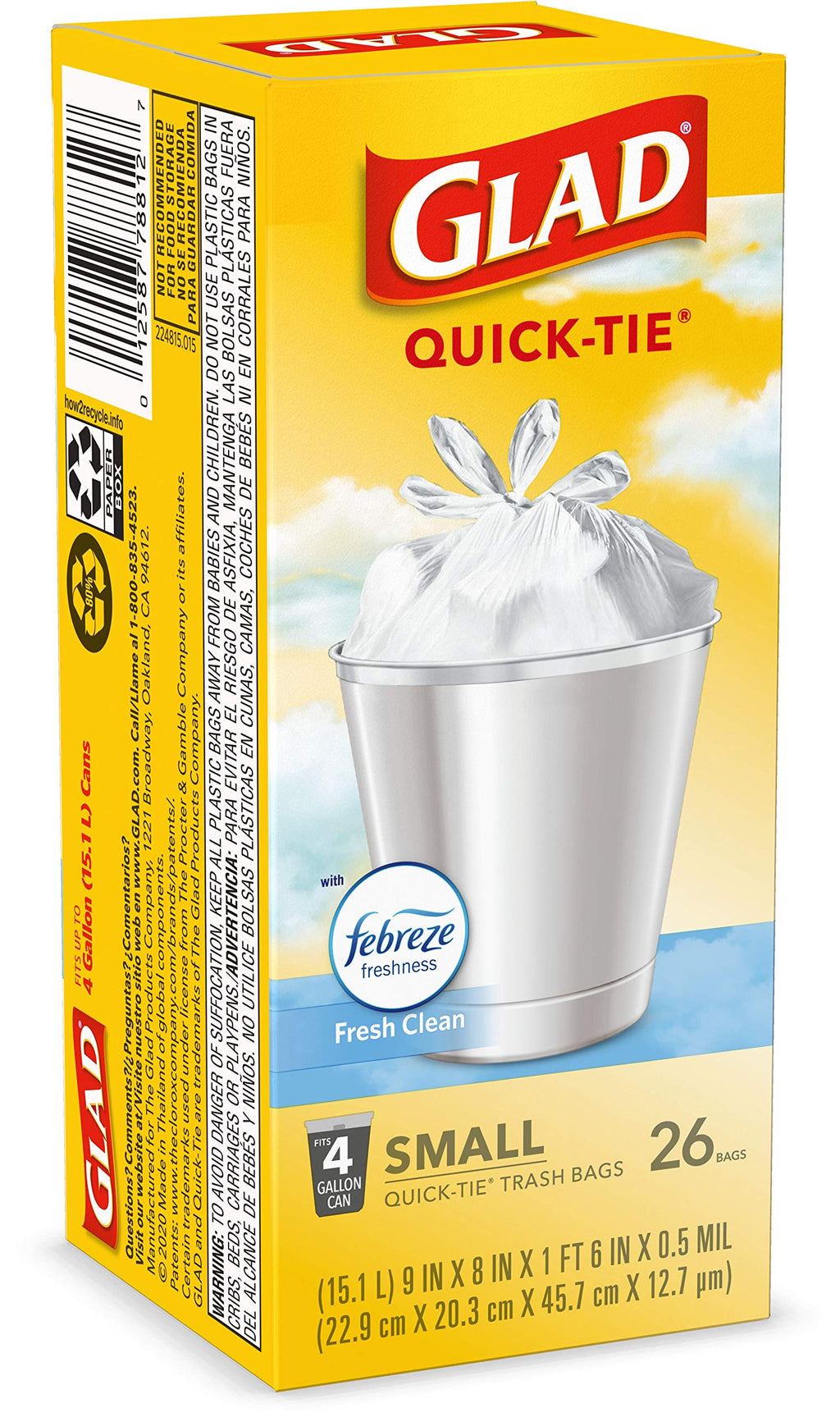 4 Gallon White Trash Bags, 26 Count (Pack of 6) Q129898