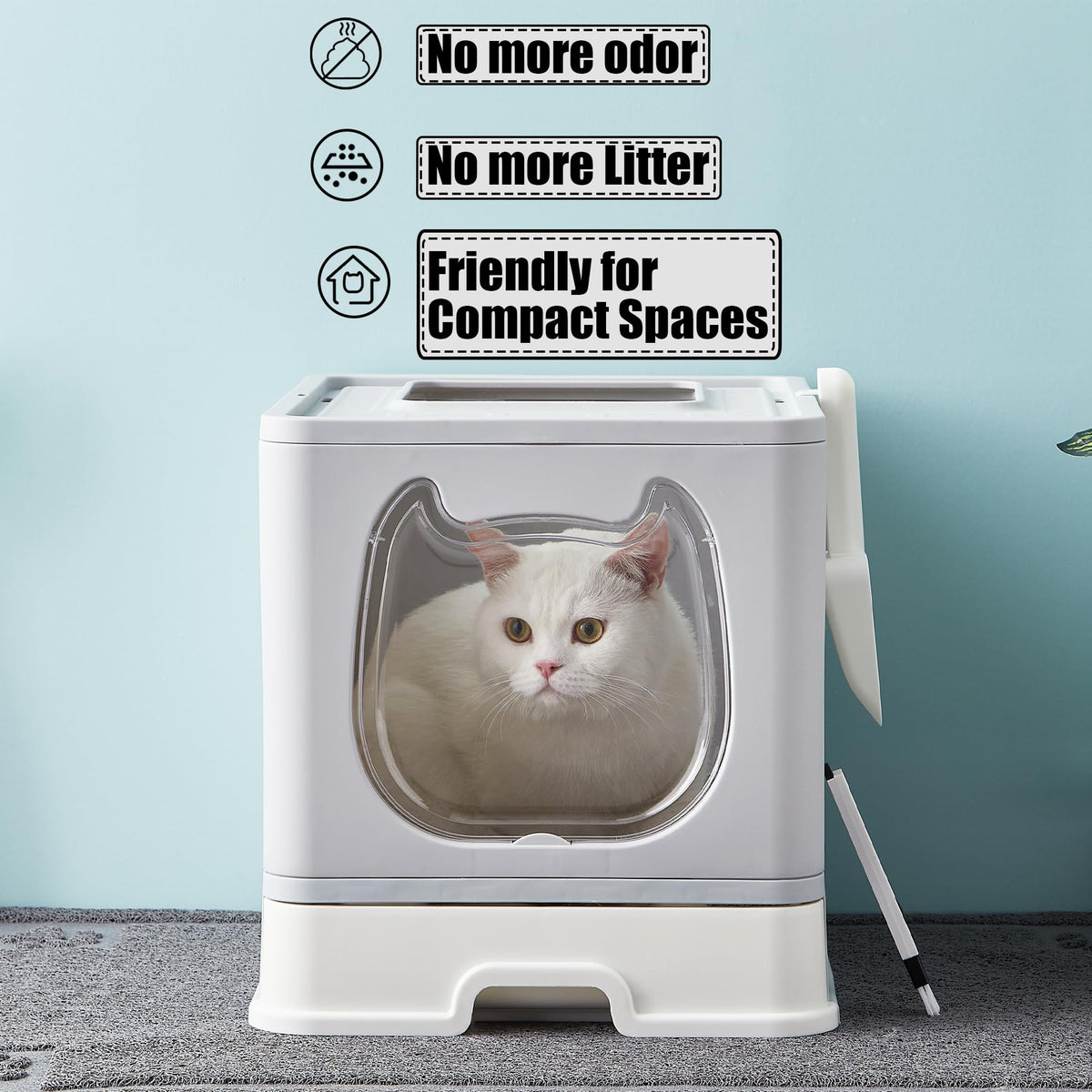Covered Litter Box with Lid and Scooper X166481