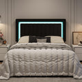 Queen Size Black Velvet Bed Frame with LED Light Y2726