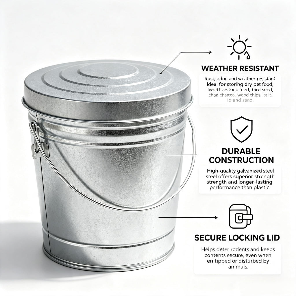 6 Gallon Galvanized Metal Trash Can with Locking Lid G511195