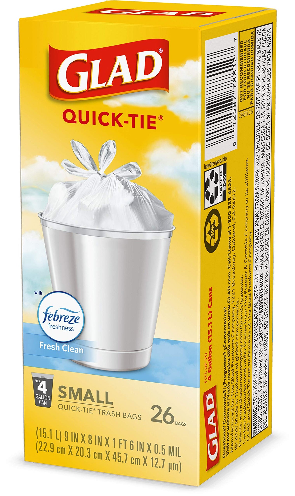 4 Gallon White Trash Bags, 26 Count (Pack of 6) Q129898