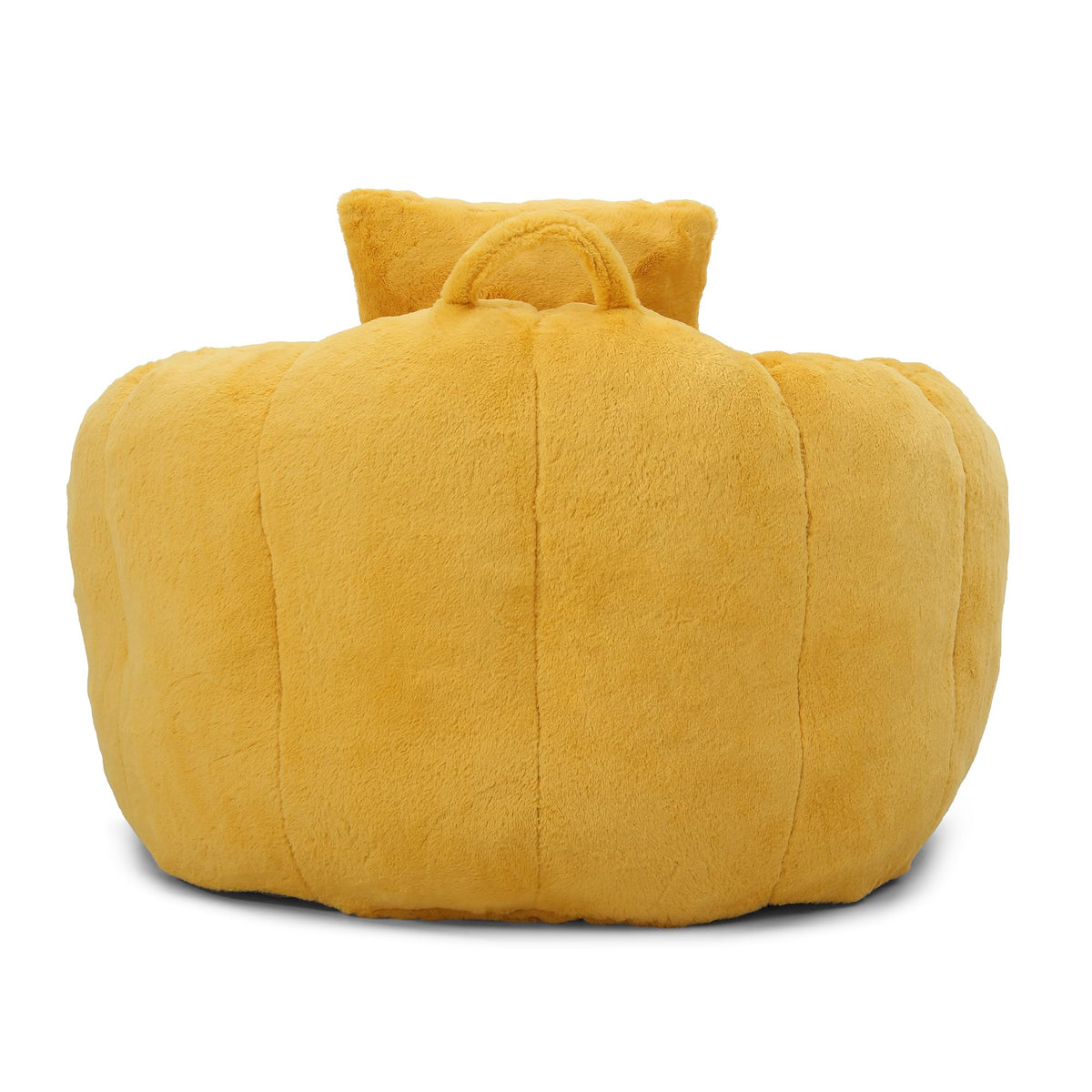 Yellow Faux Fur Memory Foam Bean Bag Chair with Footstool V524289