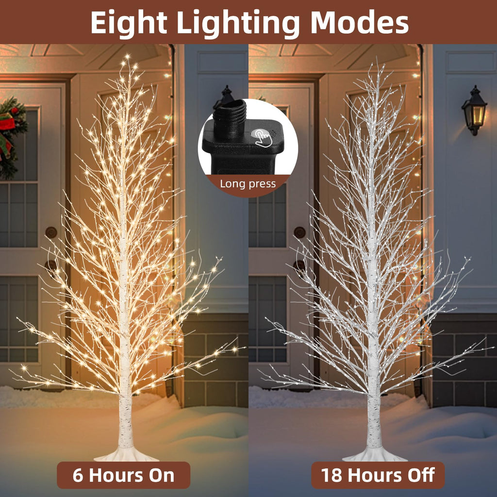 6FT LED Lighted Birch Tree with Timer IP44 Waterproof L212892